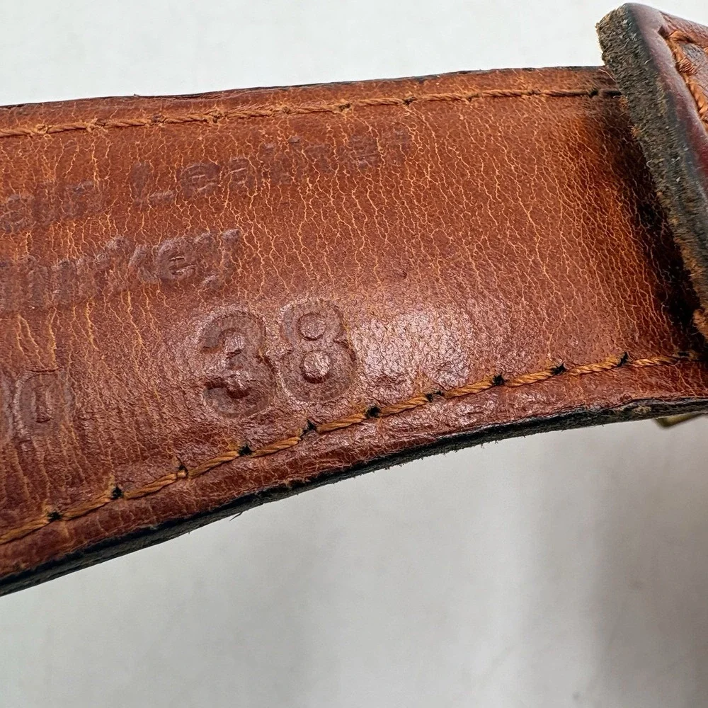 VTG Italian Full Grain Leather Braided Belt Sz 38 Made Turkey Tri-Color